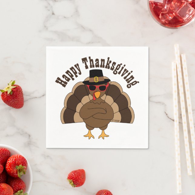 Serviette En Papier Cool Turquie Bon thanksgiving texte personnalisé p (En situation)