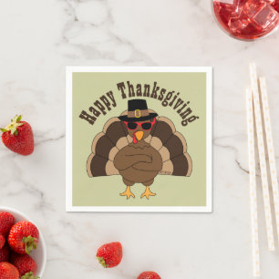 Serviette En Papier Cool Turquie Bon thanksgiving texte personnalisé p