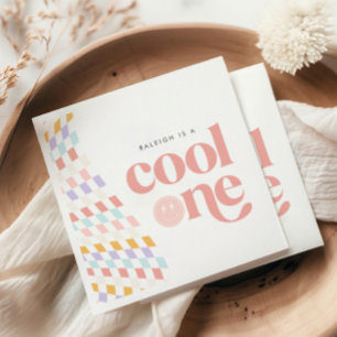 Serviette En Papier Cool Une fille Super À damiers rétro