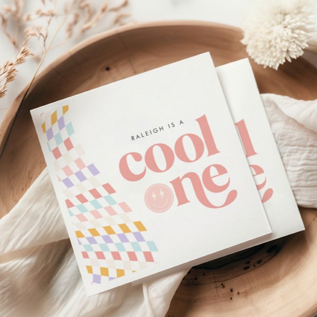 Serviette En Papier Cool Une fille Super À damiers rétro (Créateur téléchargé)