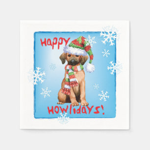 Serviette En Papier Coonhound rouge de Noël