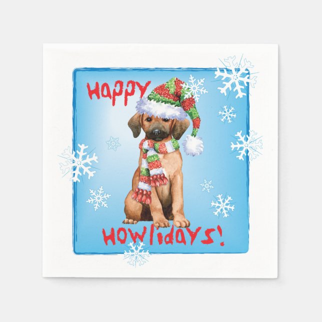 Serviette En Papier Coonhound rouge de Noël (Devant)