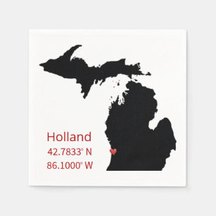 Serviette En Papier Coordonnées GPS de Holland Michigan