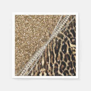 Serviette En Papier Copie animale de fourrure de faux de beau léopard