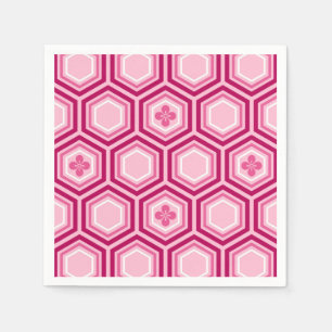 Serviette En Papier Copie, Bourgogne et rose hexagonaux de kimono