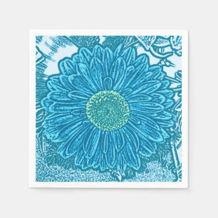 Serviette En Papier Copie de bloc de marguerite de Gerbera - bleu de