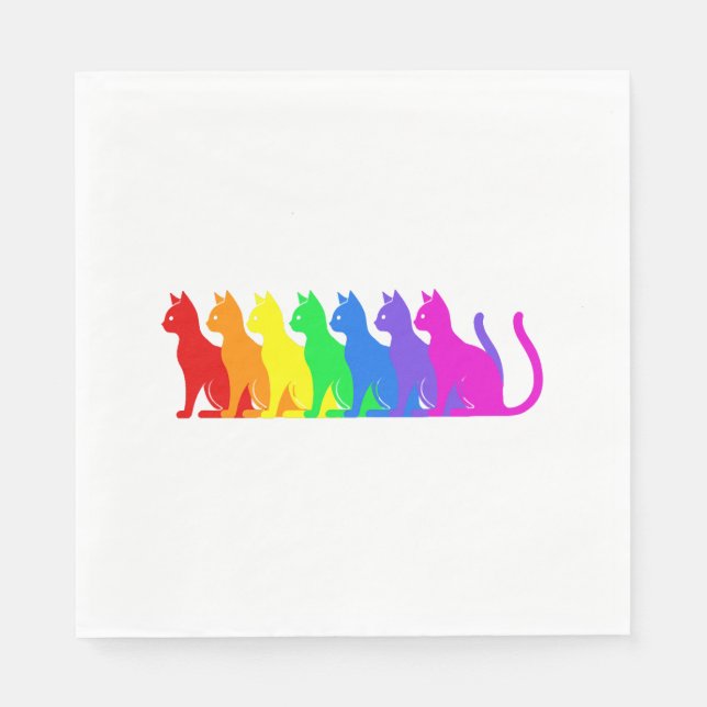Serviette En Papier Copie de chats Rainbow (Devant)