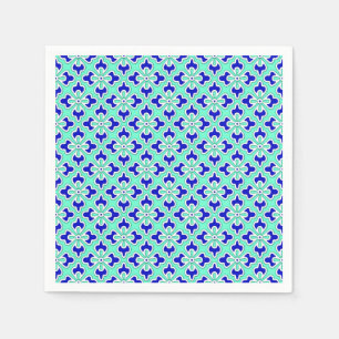 Serviette En Papier Copie de kimono, indigo et bleu de ciel floraux de