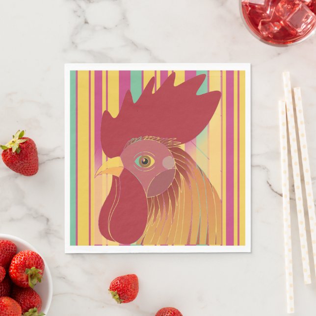 Serviette en papier Coq (En situation)
