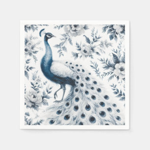Serviette En Papier Coq avec fleurs bleu