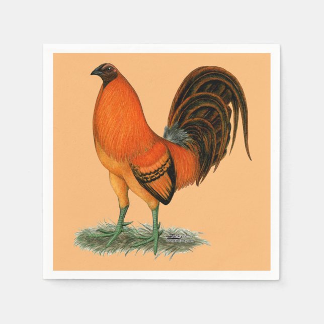 Serviette En Papier Coq de combat Ginger Rouge (Devant)