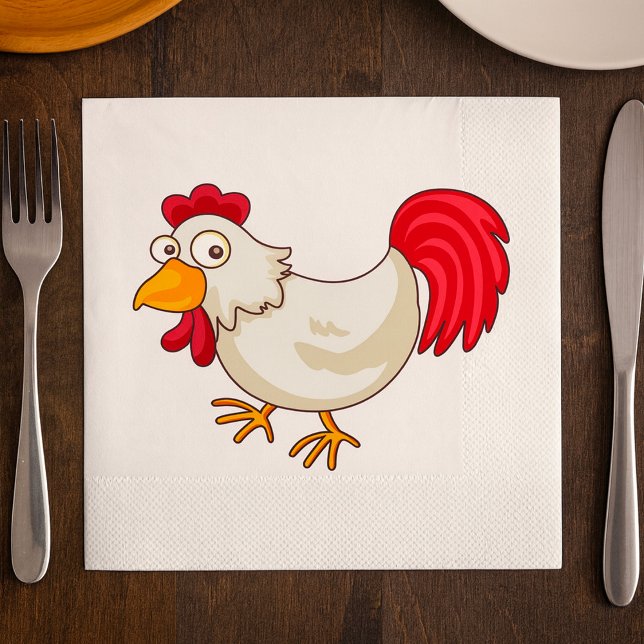 Serviette En Papier Coq de dessin animé poulet blanc (Créateur téléchargé)