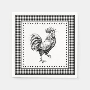 Serviette En Papier Coq Gingham