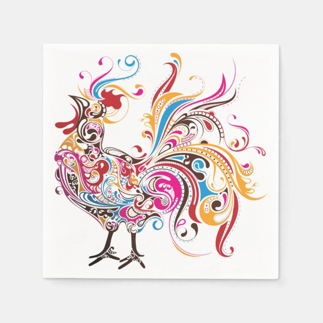 Serviette En Papier Coq Ornat (Devant)