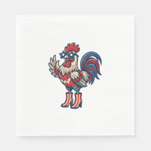 Serviette En Papier Coq Patriotique en Talons Gravure Vintage Chemise