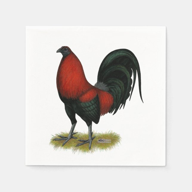 Serviette En Papier Coq Rouge Noir BB Américain (Devant)
