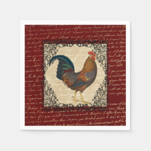 Serviette En Papier Coq vintage rouge