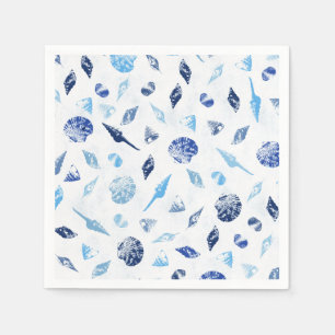 Serviette En Papier Coques de mer en Blue Nautical Beach Motif