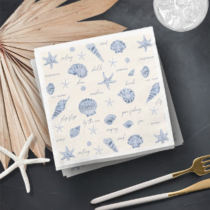 Serviette En Papier Coques Starfish Sun Fun Texte bleu ID918