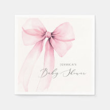 Coquette Aquarelle rose Baby shower Bow Napkins