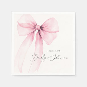 Serviette En Papier Coquette Aquarelle rose Baby shower Bow Napkins