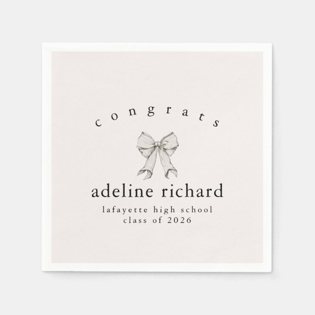 Serviette En Papier Coquette Bow Graduation Announcement (Devant)