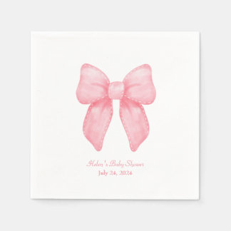 Serviette En Papier Coquette Bow rose Nom personnalisé Napkin