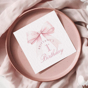 Serviette En Papier Coquette Bow rose Premier anniversaire