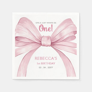 Serviette En Papier Coquette Bow rose Premier anniversaire