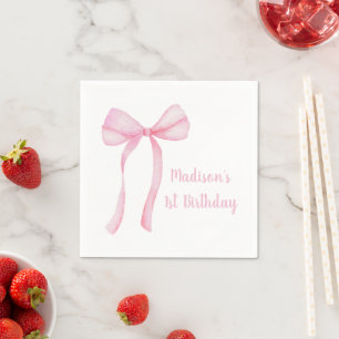 Serviette En Papier Coquette Bow rose Premier anniversaire