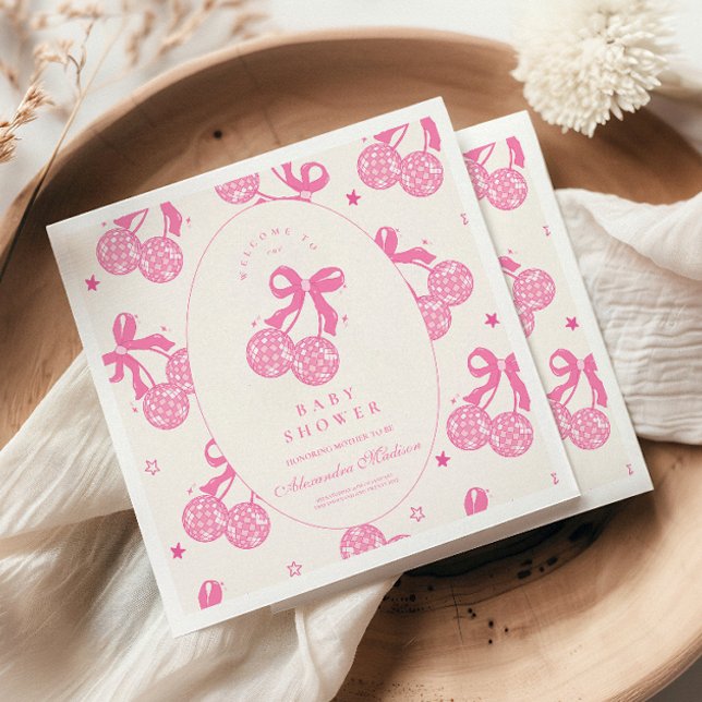 Serviette En Papier Coquette cerise sur le Baby shower supérieur (Créateur téléchargé)