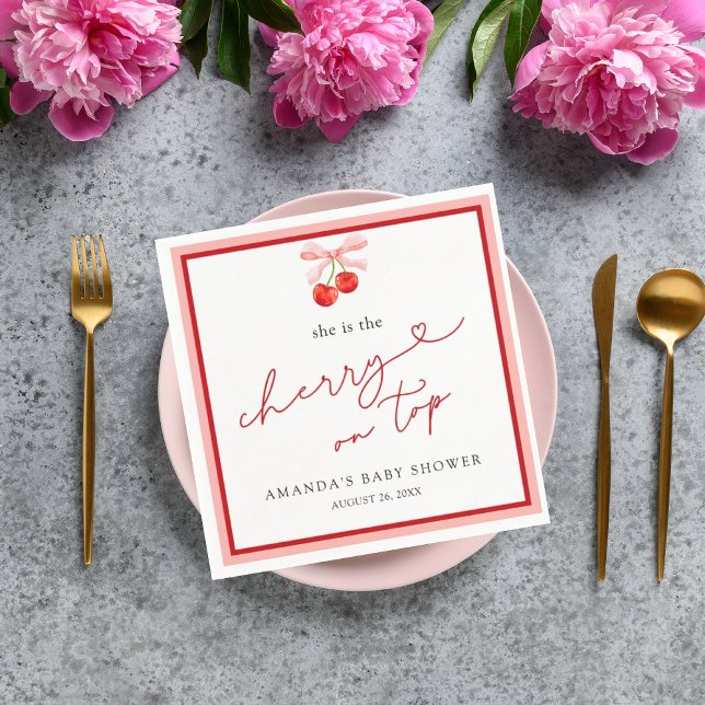 Serviette En Papier Coquette cerise sur le dessus bébé fille douche (Créateur téléchargé)