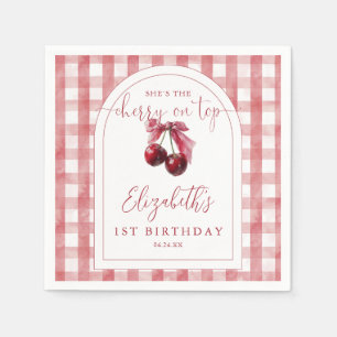 Serviette En Papier Coquette Cerise sur le dessus Ruban de fête d'anni