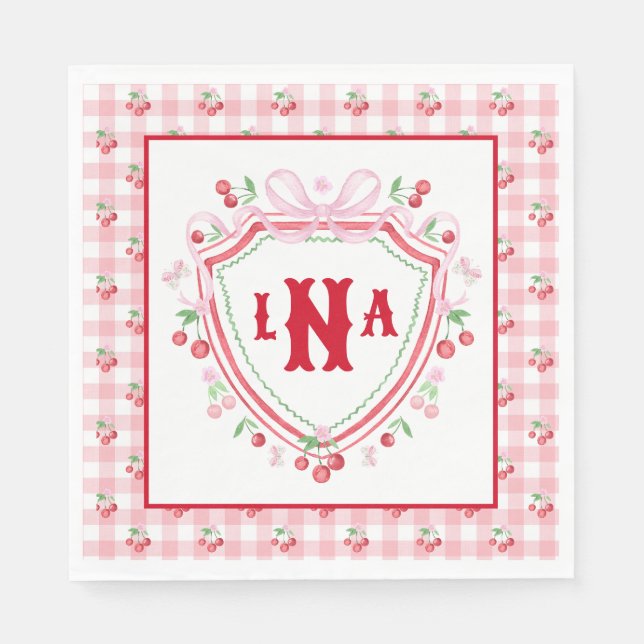 Serviette En Papier Coquette Cherry Monogam (Devant)