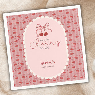 Serviette En Papier Coquette Élégante Cerise Sur Le Haut Rose Rouge Ba