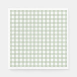 Serviette En Papier Coquette en Gingham Vert Nœud Papillon Dessert de