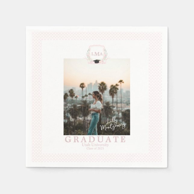Serviette En Papier Coquette Monogramme Faire-part de graduation photo (Devant)