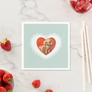 Serviette En Papier Coquette Rétro Vintage Animaux Bébés Pastel Chien