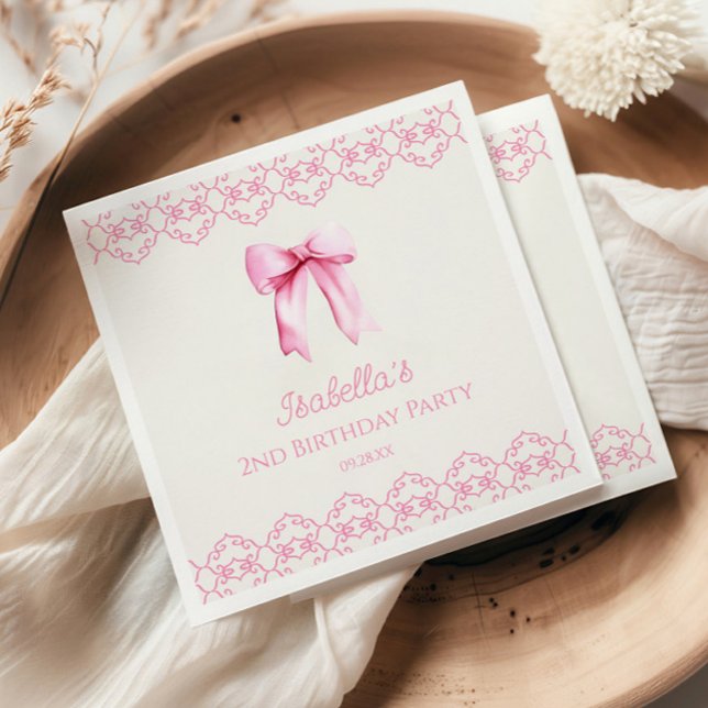 Serviette En Papier Coquette rose Bow fête d'anniversaire (Créateur téléchargé)