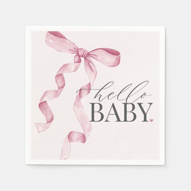 Serviette En Papier Coquette Rose Bow Girl Baby shower Décor (Devant)