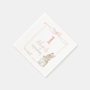 Serviette En Papier Coquette rose Pierre le lapin 1er anniversaire