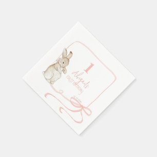 Serviette En Papier Coquette rose Pierre le lapin 1er anniversaire