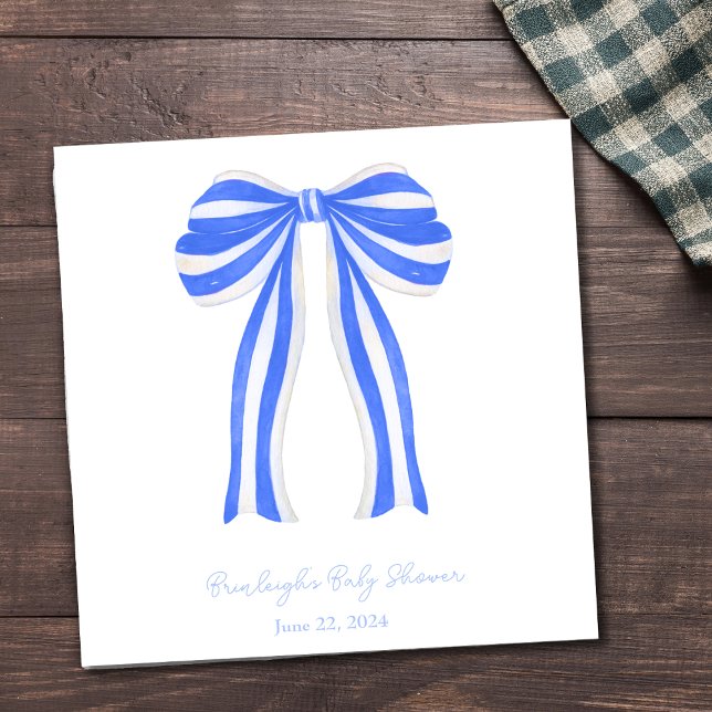 Serviette En Papier Coquette ruban bleu rayé Personnalisé (Créateur téléchargé)