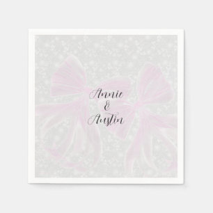 Serviette En Papier Coquette rubans rose transparent - Carré
