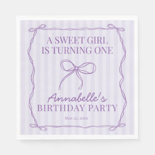 Serviette En Papier Coquette violette Bow Pastel Anniversaire Table Dé