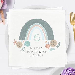 Serviette En Papier Coquillage Nautique Arc-En-Ciel Sous Le Sea Party