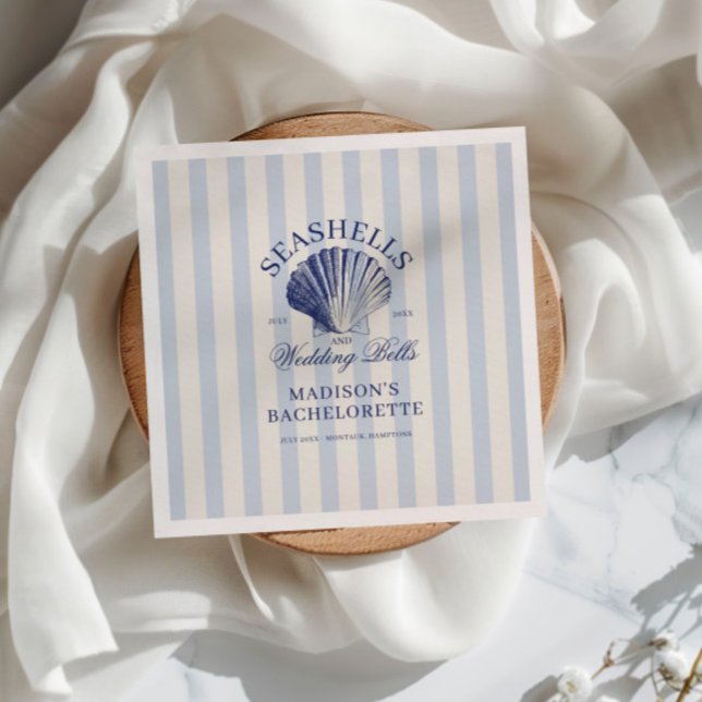 Serviette En Papier Coquillages & Cloches de Mariage Rayé Enterrement  (Créateur téléchargé)