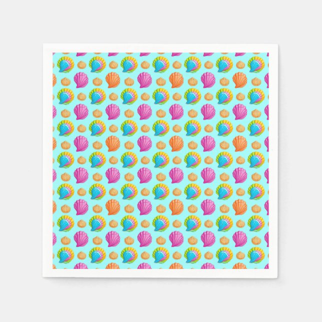 Serviette En Papier Coquillages Colorés  (Devant)