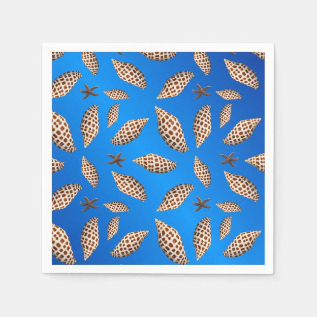 Serviette En Papier Coquillages de Junonia ttis sur le bleu (Devant)