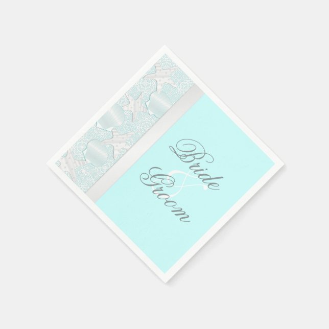 Serviette En Papier Coquillages de mariage de plage et serviettes de p (Coin)